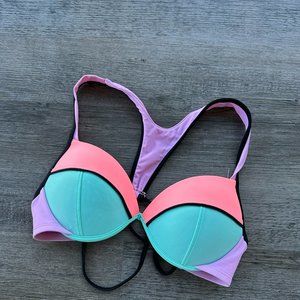 Target Xhiliaration Crossback Bikini Swim Top Black Purple Orange Green Medium